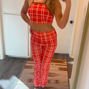 Orange Plaid two piece set